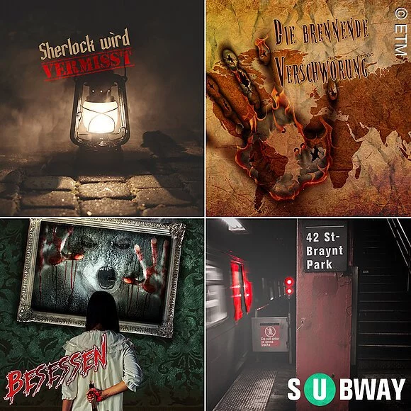 EscapeTime Verschiede Escape-Zimmer, Sherlock Homes, Bessessebm -subway, die brennende Verschwörung