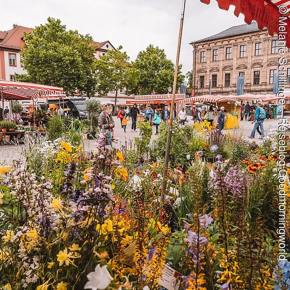 Der Erlanger Wochenmarkt findet immer von Montag bis Samstag in Erlangen am Markt- und Schlossplatz statt.