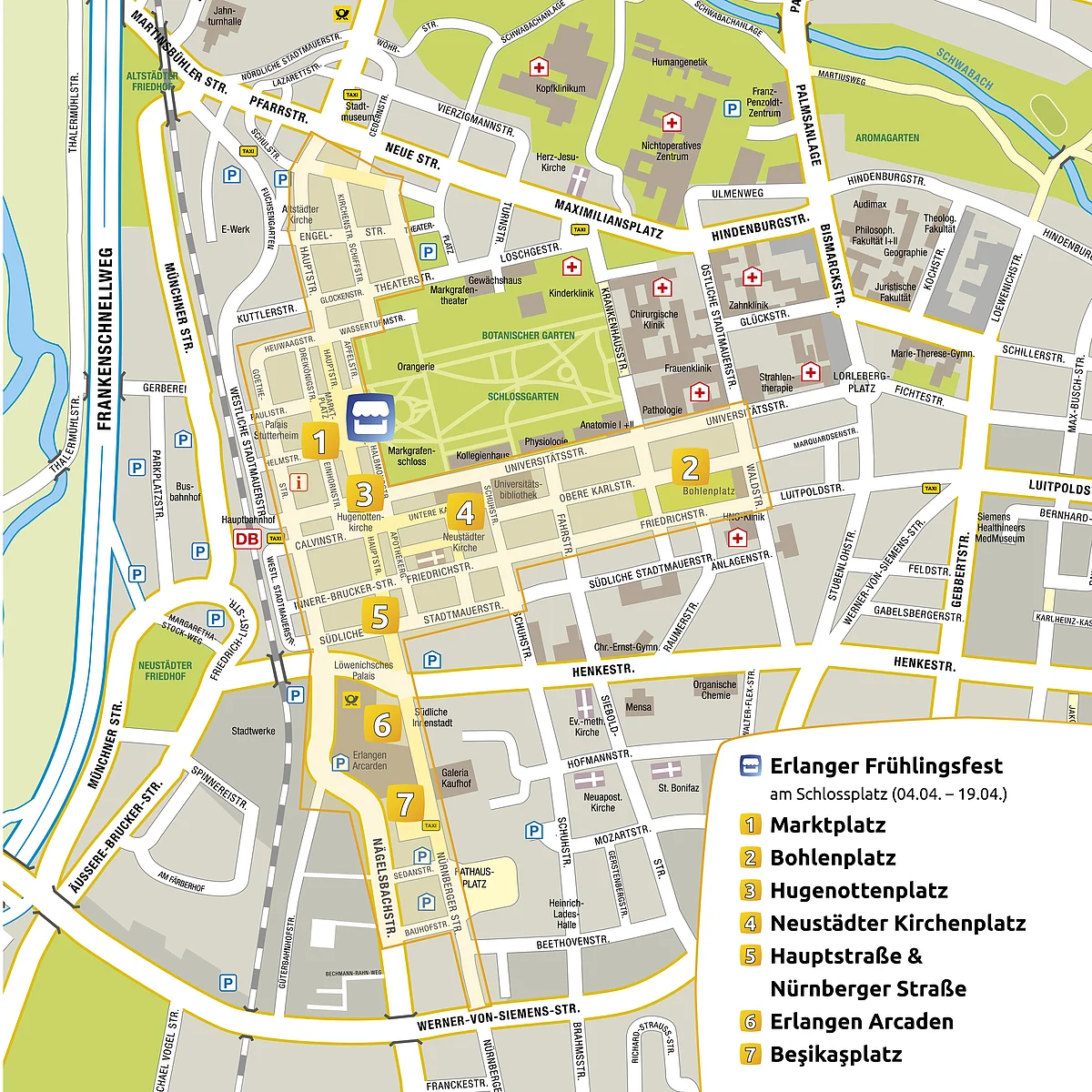 Overview map for the Sunday shopping event on the occasion of the spring festival.