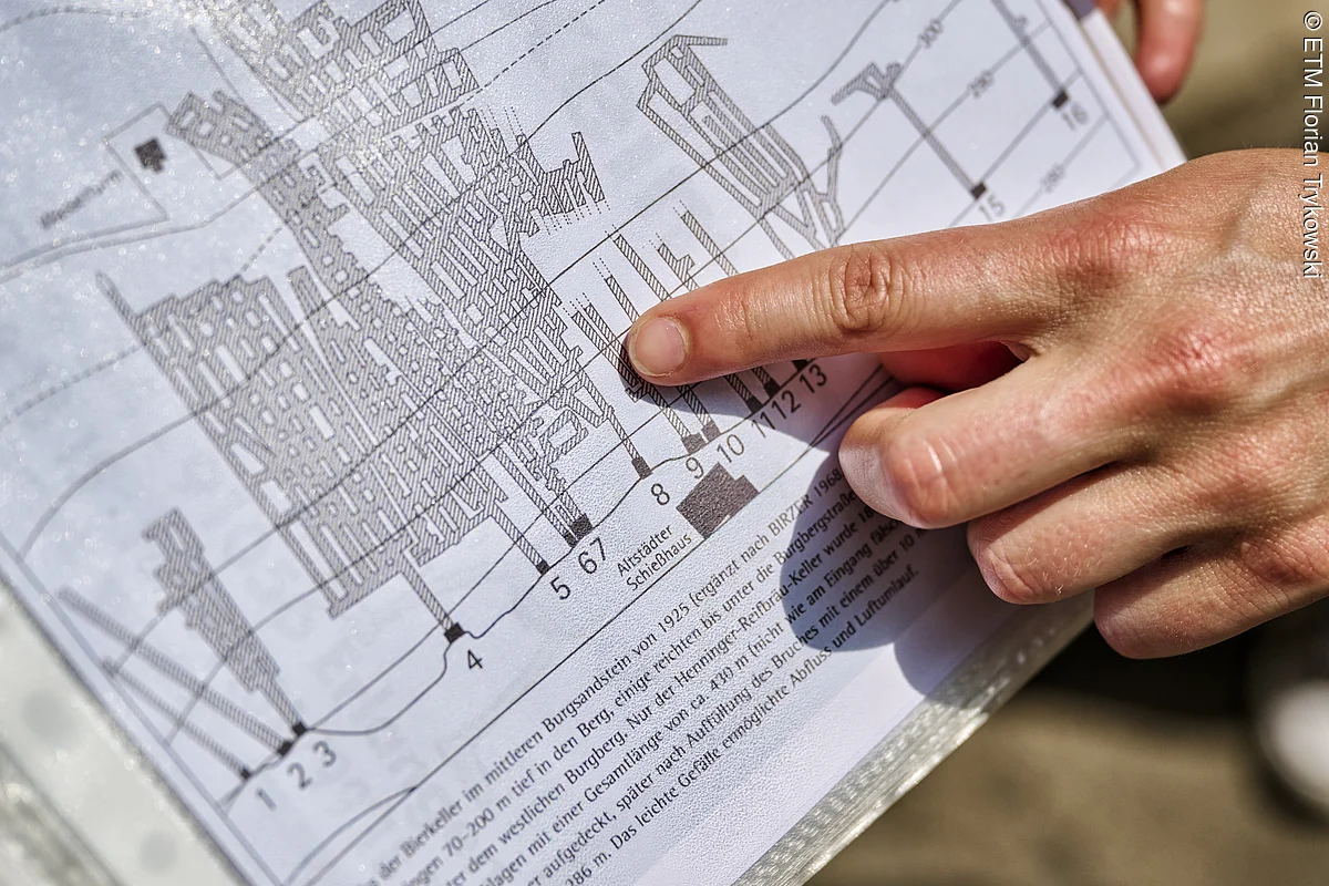 Plan der Erlanger Keller am Burgberg