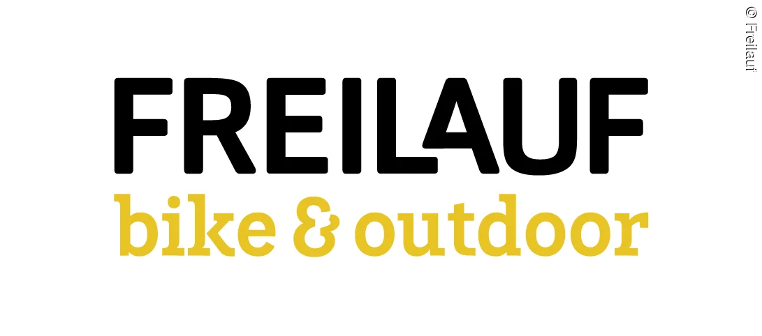 Logo dunkelschwarz auf anthrazit + gelber Schrift