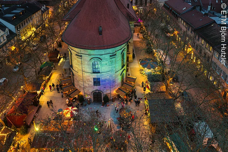 Drohnenaufnahme vom Historischen Weihnachtsmarkt